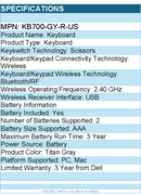 Dell KB700-GY-R-US Keyboard - Wireless - Bluetooth/RF - Titan Gray