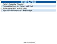 CipherLab KBCENT5X00506 RK95 Cold Storage 5500 mAh Battery