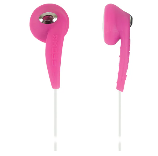 Koss Ke10p Pink Stereo Earbuds Slim - Contour Design Soft Rubber Body