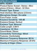 Koss KEB6IP Earset - Stereo - Mini-phone (3.5mm) - Wired - 32 Ohm