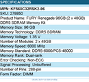 Kingston KF560C32RSK2-96 FURY Renegade 96GB (2 x 48GB) DDR5 SDRAM Memory