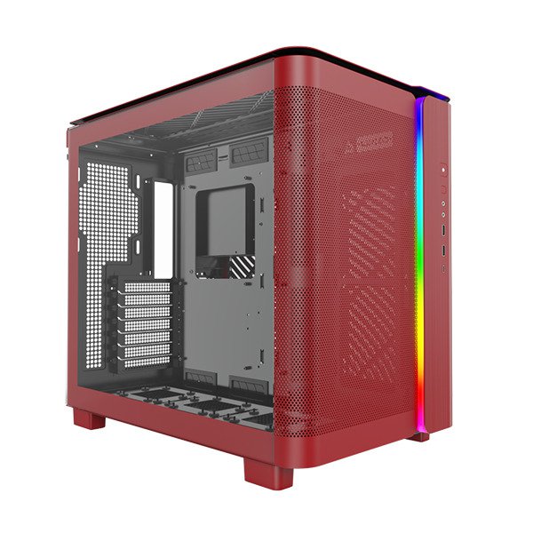 Montech KING 95 (RED) Dual-Chamber ATX Mid-Tower PC Gaming Case, High-Airflow