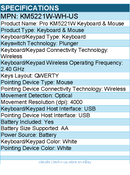 Dell KM5221W-WH-US Pro KM5221W Keyboard & Mouse - White