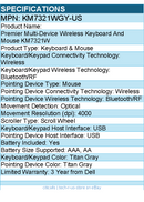 Dell KM7321WGY-US Premier Multi-Device Wireless Keyboard And Mouse