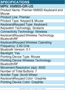 Dell KM900-GR-US Premier KM900 Keyboard and Mouse - Wireless - Bluetooth/RF