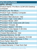 Dell KPH02 Pro Micro QCM1250 Desktop Computer - Intel Core Ultra 7 - Micro PC