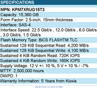 Kioxia KPM7XRUG15T3 SSD - 15.36TB 2.5 SAS PM7-R SDFU081GFB SIE 1 DWPD Bare