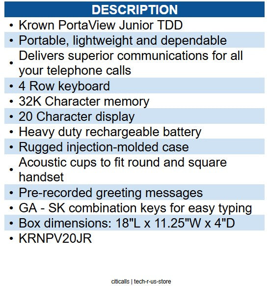 CompuTTY KRN-PV20JR Krown PortaView Junior