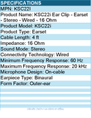 Koss KSC22i Ear Clip - Earset - Stereo - Wired - 16 Ohm - 60 Hz to 20 kHz