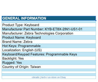 Zebra KYB-ET8X-2IN1-US1-01 2-in-1 Rugged Keyboard for ET80 ET85 Tablets Black