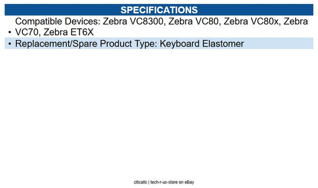Zebra KYBD-QW-SP-01 VC80, qwerty spare elastomer for VC USB Keyboard