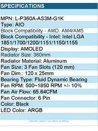 TRYX L-P360A-AS3M-G1K Fan - PANORAMA ARGB 360mm Liquid Cooler Black Retail