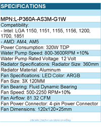 TRYX L-P360A-AS3M-G1W Fan - PANORAMA ARGB 360mm Liquid Cooler White Retail