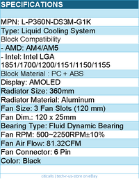 TRYX L-P360N-DS3M-G1K Fan - PANORAMA 360 AIO Liquid Cooler Black Retail