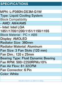 TRYX L-P360N-DS3M-G1W Fan - PANORAMA 360 AIO Liquid Cooler White Retail
