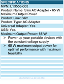 HPI L13558-003 Slim AC Adapter - 65 W Maximum Output Power
