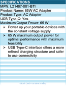 BTI L21487-001-BTI 65W TYPE-C AC ADAPTER - Compatible OEM: L21487-001