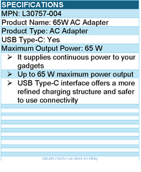 HPI L30757-004 USB-C AC ADAPTER - Up to 65 W Maximum Power Output