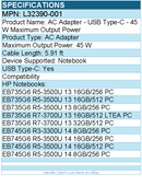 HPI L32390-001 AC Adapter - USB Type-C - 45 W Maximum Output Power