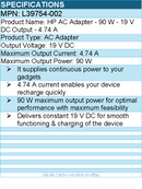 HPI L39754-002 HP AC Adapter - 90 W - 19 V DC Output - 4.74 A