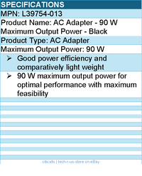 HPI L39754-013 AC Adapter - 90 W Maximum Output Power - Black