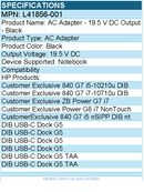 HPI L41856-001 HP AC Adapter - 19.5 V DC Output - Black