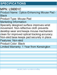 Kensington L56001C Optics-Enhancing Mouse Pad - Black