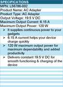 HPI L56786-002 AC Adapter - 120 W - 19.5 V DC Output - 6.15 A