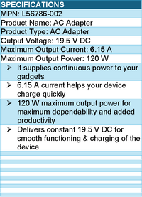 HPI L56786-002 AC Adapter - 120 W - 19.5 V DC Output - 6.15 A
