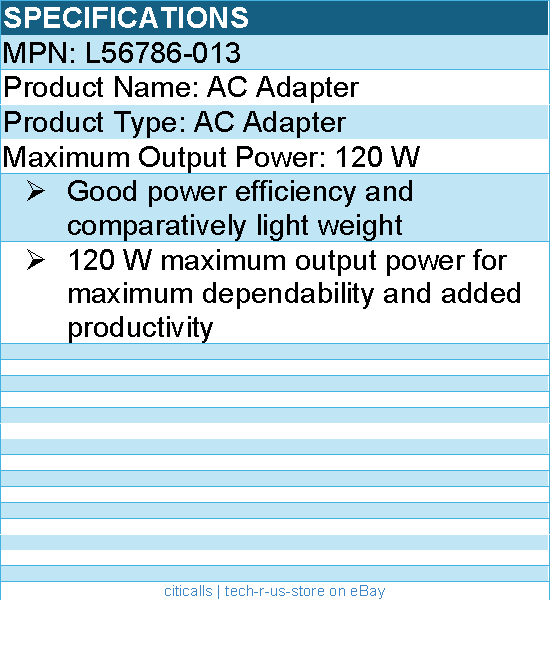HPI L56786-013 AC Adapter - 120 W Maximum Output Power