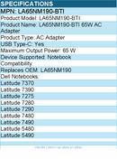 BTI LA65NM190-BTI 65W Type-C AC ADAPTER FOR LATITUDE 7370, 7390, 7275, 7280
