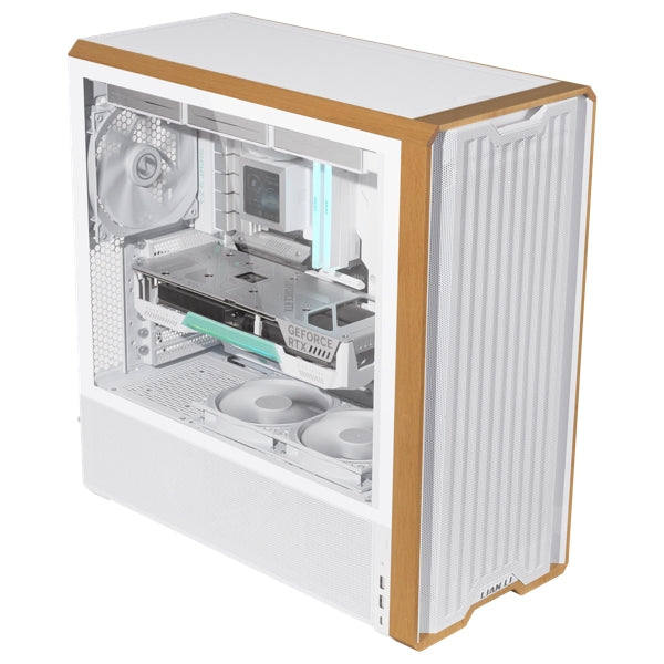 Lian-Li LAN217W Computer Case -mid-tower Steel 4mm TG Wood White Retail