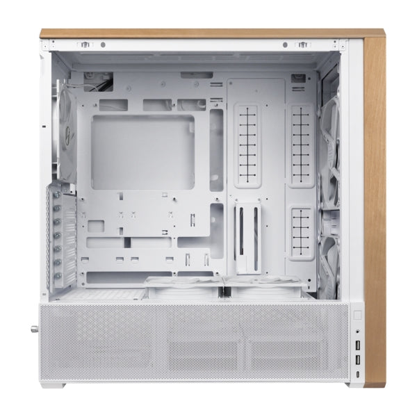 Lian-Li LAN217W Computer Case -mid-tower Steel 4mm TG Wood White Retail