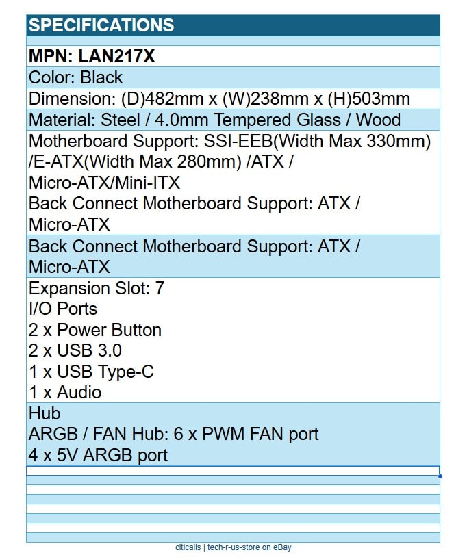 Lian Li LAN217X LANCOOL 217 Walnut Wood Mid Tower Computer Case w 5x FANs Black