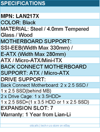 Lian-Li LAN217X Computer Case - mid-tower Steel 4mm TG Wood Black Retail