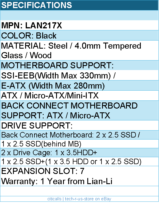 Lian-Li LAN217X Computer Case - mid-tower Steel 4mm TG Wood Black Retail