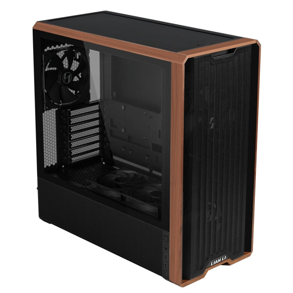 Lian-Li LAN217X Computer Case - mid-tower Steel 4mm TG Wood Black Retail