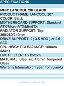 Lian-Li LANCOOL 207 Black Computer Case - Mid Tower TG 2x3.5HDD or 2.5SSD Retail