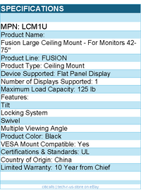Chief LCM1U Fusion Large TV Ceiling Mount - For 42-75 inch Displays