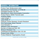 Zebra LD-R7BL5B 36/Pk 2"x1" Direct Thermal PolyPro Paper Labels White 350/Roll