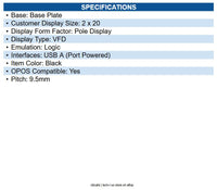 Logic Controls LDX9000UP LDX9000 USB-Powered Fluorescent Customer Pole Display