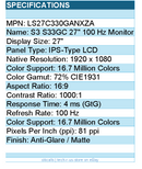 Samsung LS27C330GANXZA Monitor 27 IPS FHD LCD HDR 1920x1080 4ms 100Hz AntiGlare