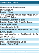 StarTech LSATA18RA1 18inch SATA to Right Angle SATA Cable Retail