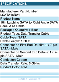 StarTech LSATA18RA1 18inch SATA to Right Angle SATA Cable Retail