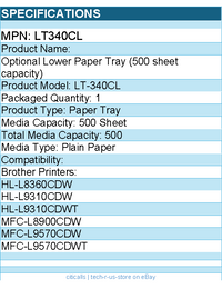 Brother LT340CL Optional Lower Paper Tray (500-sheet capacity)
