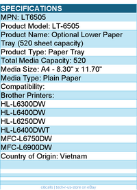 Brother LT6505 Optional Lower Paper Tray (520-sheet capacity
