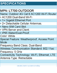 Cudy LT700 OUTDOOR 4G LTE AC1200 Wi-Fi Gigabit Router 300Mbps - Retail