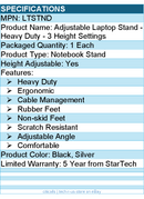 StarTech LTSTND Adjustable Laptop Stand - Heavy Duty Steel & Aluminum