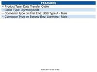 Eaton M100-006-BK 6ft USB-A to Lightning Sync/Charge Cable (M/M) MFi Certified