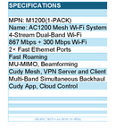 Cudy M1200(1-Pack) AC1200 Wi-Fi Mesh Solution 1-Pack Retail